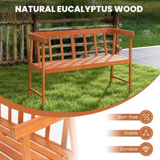 Outdoor Acacia Wood Bench with Backrest and Armrests