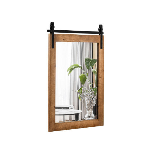 30 x 22 Inch Wall Mount Mirror with Wood Frame-White - Set Shop and Smile