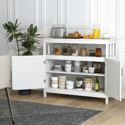 Kitchen Buffet Server Sideboard Storage Cabinet with 2 Doors and Shelf-White