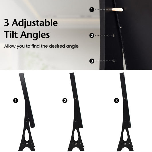 LED Jewelry Cabinet Armoire Organizer with Bevel Edge Mirror-Black - Set Shop and Smile