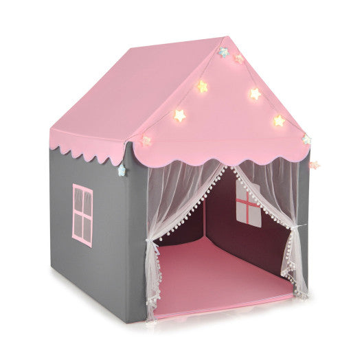 Kids Playhouse Tent with Star Lights and Mat-Pink - Set Shop and Smile