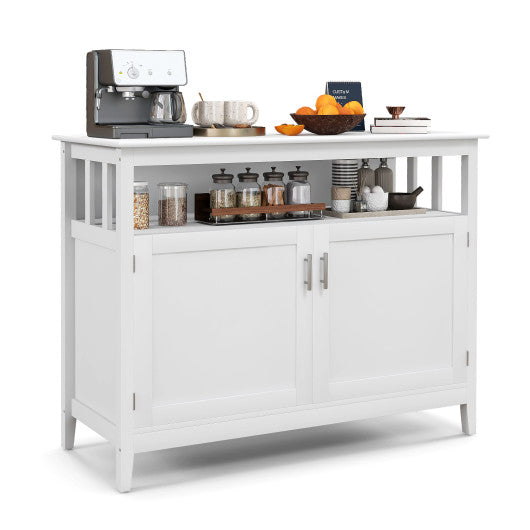 Kitchen Buffet Server Sideboard Storage Cabinet with 2 Doors and Shelf-White
