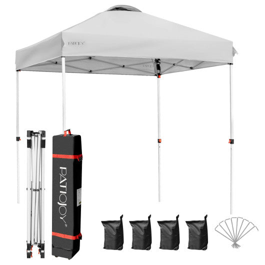 6.6 x 6.6 Feet Outdoor Pop Up Camping Canopy Tent with Roller Bag-Gray - Set Shop and Smile