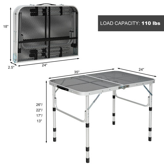 Aluminum Grill Table with Iron Mesh Top-Silver - Set Shop and Smile