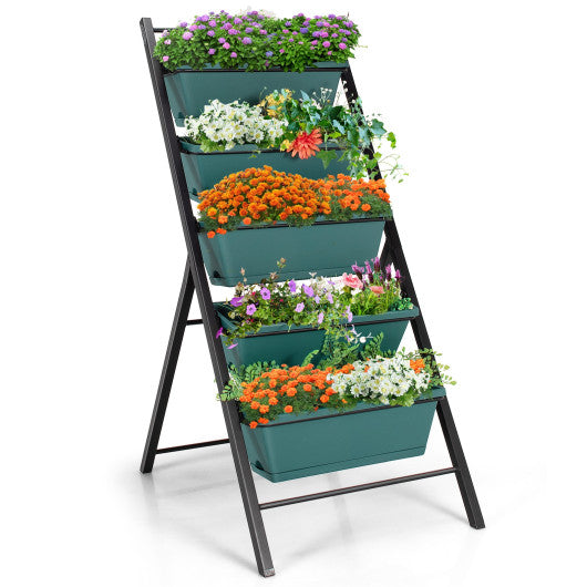 5-tier Vertical Garden Planter Box Elevated Raised Bed with 5 Container-Green - Set Shop and Smile