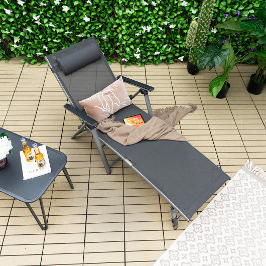 Outdoor Aluminum Chaise Lounge Chair with Quick-Drying Fabric - Set Shop and Smile