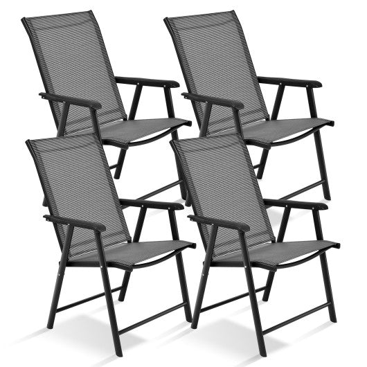 4-Pack Patio Folding Chairs Portable for Outdoor Camping-Black - Set Shop and Smile