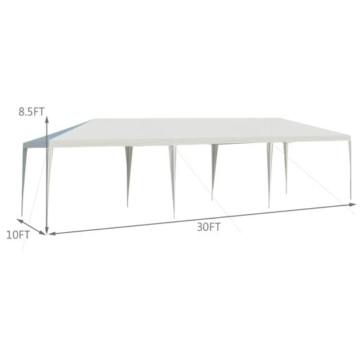 10 x 30 Feet Waterproof Gazebo Canopy Tent with Connection Stakes and Wind Ropes - Set Shop and Smile