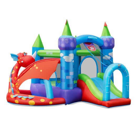 Kids Inflatable Bounce House Dragon Jumping Slide Bouncer Castle - Set Shop and Smile