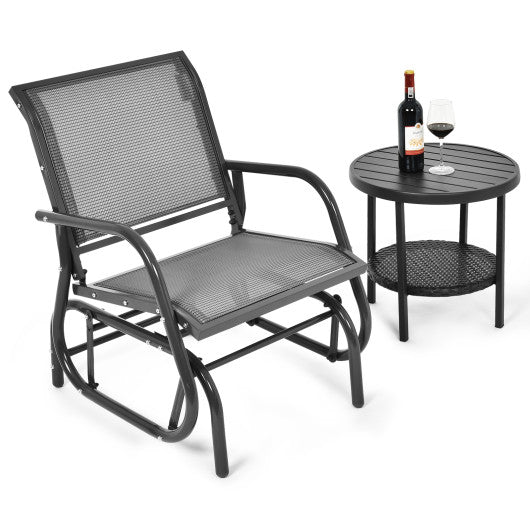 Outdoor Single Swing Glider Rocking Chair with Armrest-Gray - Set Shop and Smile