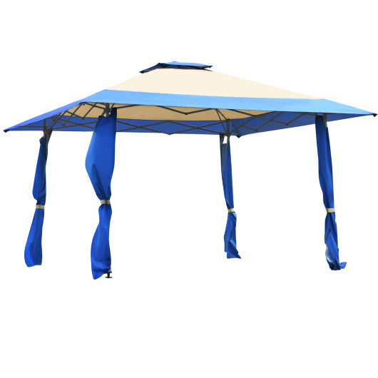 13 Feet x 13 Feet Pop Up Canopy Tent Instant Outdoor Folding Canopy Shelter-Blue - Set Shop and Smile