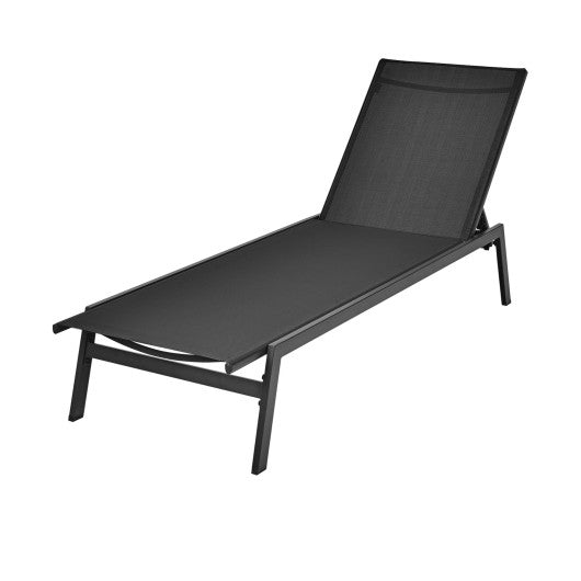 Outdoor Reclining Chaise Lounge Chair with 6-Position Adjustable Back-Brown - Set Shop and Smile