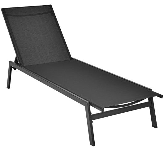 Outdoor Reclining Chaise Lounge Chair with 6-Position Adjustable Back-Brown - Set Shop and Smile