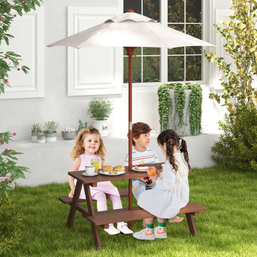 4 Seat Kids Picnic Table with Umbrella - Set Shop and Smile