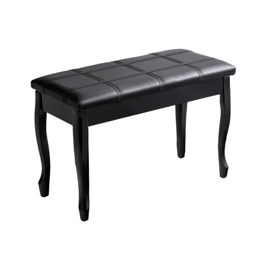 Solid Wood PU Leather Piano Bench with Storage-Black - Set Shop and Smile