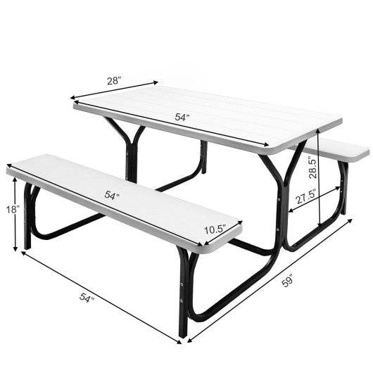 Picnic Table Bench Set for Outdoor Camping -White - Set Shop and Smile