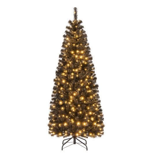 Pre-lit Christmas Halloween Tree with PVC Branch Tips and Warm White Lights-6 ft