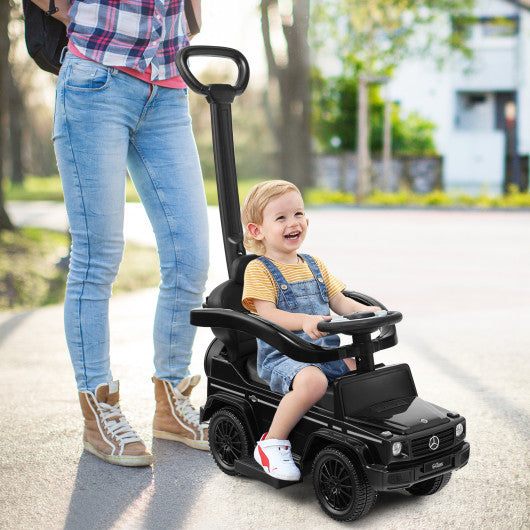 3-In-1 Ride on Push Car Mercedes Benz G350 Stroller Sliding Car with Canopy-Black - Set Shop and Smile
