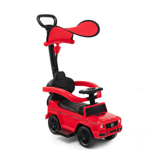 3-In-1 Ride on Push Car Mercedes Benz G350 Stroller Sliding Car with Canopy-Red - Set Shop and Smile