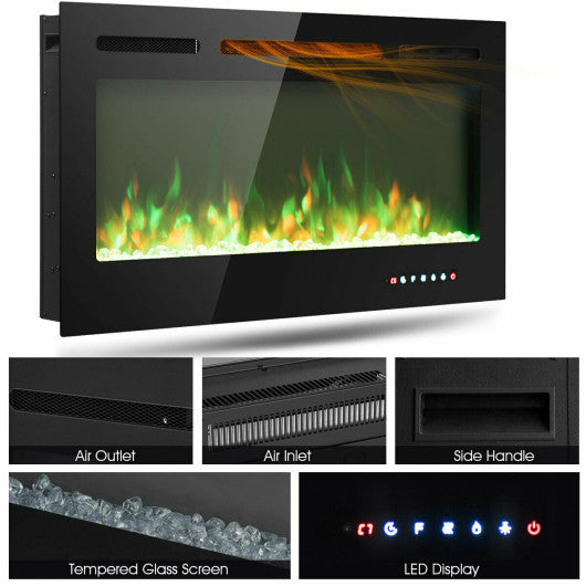 40-Inch Electric Fireplace Recessed with Thermostat - Set Shop and Smile