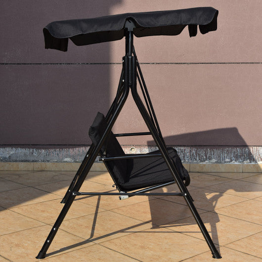 Loveseat Cushioned Patio Steel Frame Swing Glider -Beige - Set Shop and Smile