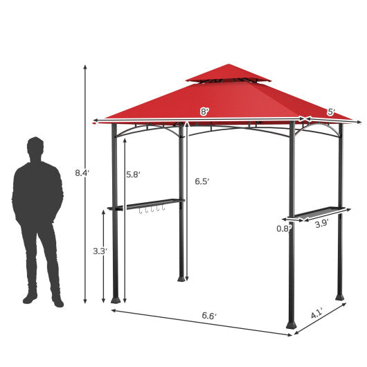 8 x 5 Feet 2-Tier BBQ Grill Gazebo Barbecue Canopy - Set Shop and Smile