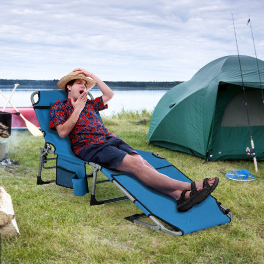 5-position Outdoor Folding Chaise Lounge Chair-Beige - Set Shop and Smile