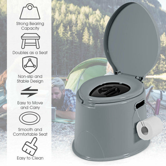 5L Portable Travel Toilet with Paper Holder for Outdoor - Set Shop and Smile