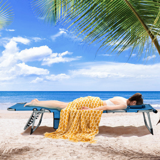 5-position Outdoor Folding Chaise Lounge Chair-Beige - Set Shop and Smile