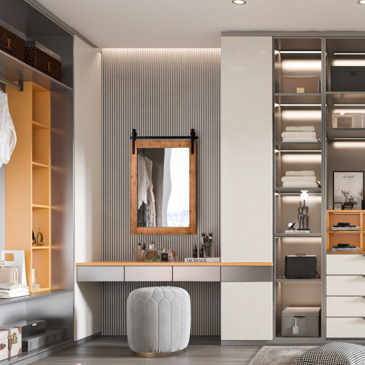 30 x 22 Inch Wall Mount Mirror with Wood Frame-White - Set Shop and Smile