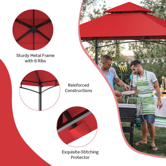 8 x 5 Feet 2-Tier BBQ Grill Gazebo Barbecue Canopy - Set Shop and Smile