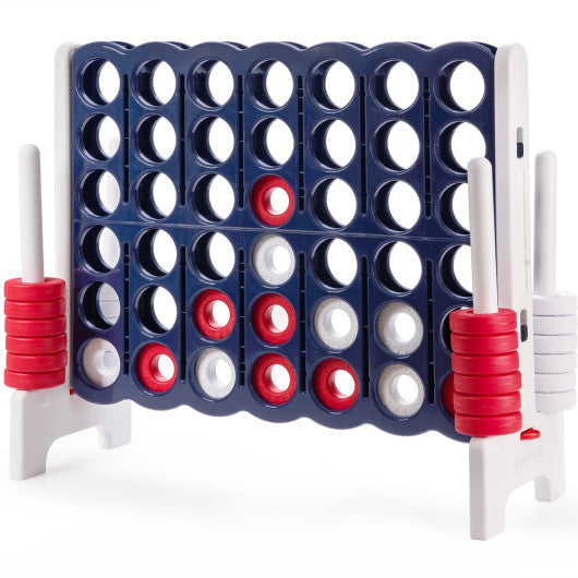 3.5 Feet Tall Jumbo 4 to Score Giant Game Set with 42 Jumbo Rings-Red - Set Shop and Smile