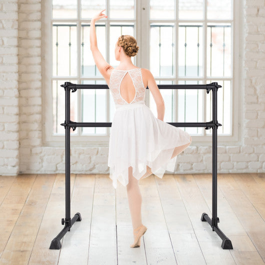4 Feet Double Ballet Barre Bar with Adjustable Height-Silver - Set Shop and Smile