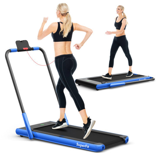 2-in-1 Folding Treadmill with Remote Control and LED Display-Blue - Set Shop and Smile