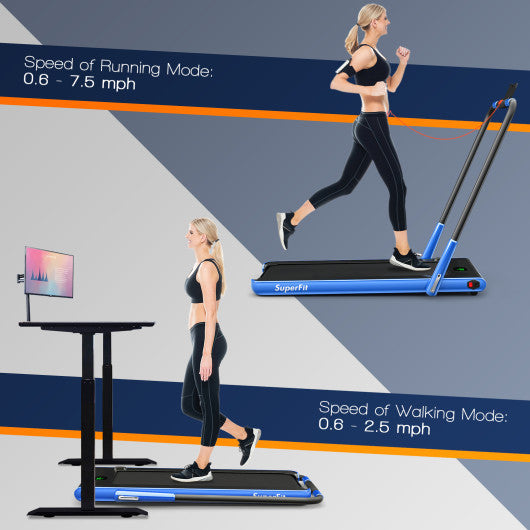 2-in-1 Folding Treadmill with Remote Control and LED Display-Blue - Set Shop and Smile