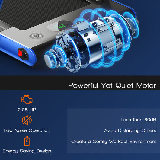 2-in-1 Folding Treadmill with Remote Control and LED Display-Blue - Set Shop and Smile