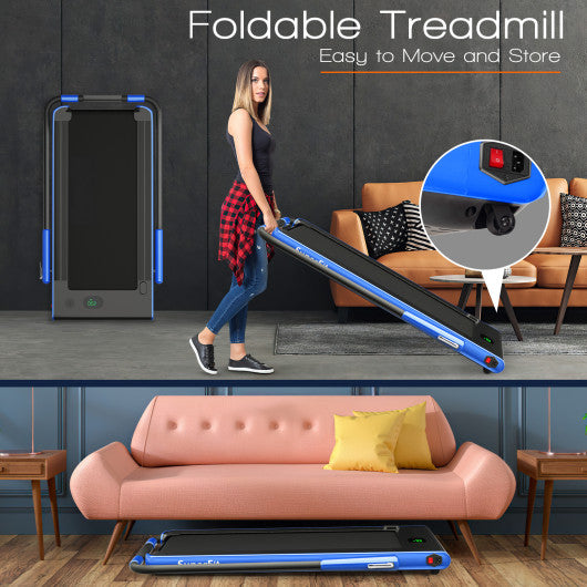 2-in-1 Folding Treadmill with Remote Control and LED Display-Blue - Set Shop and Smile