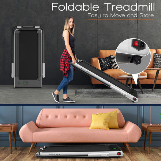 2-in-1 Folding Treadmill with Remote Control and LED Display-Silver - Set Shop and Smile