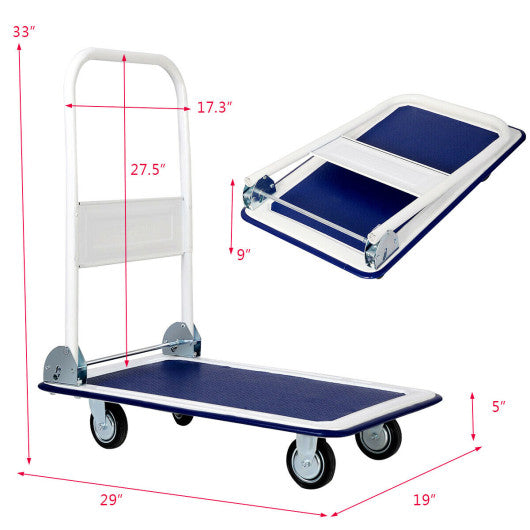 330 lbs Platform Cart Dolly Foldable Warehouse Push Hand Truck - Set Shop and Smile