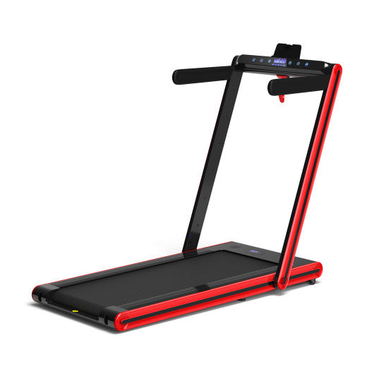 2-in-1 Folding Treadmill with Dual LED Display-Red - Set Shop and Smile