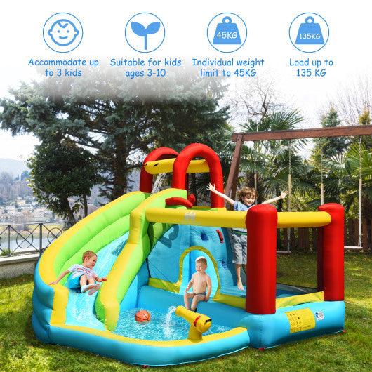 6-in-1 Inflatable Bounce House with Climbing Wall and Basketball Hoop without Blower at Set Shop and Smile