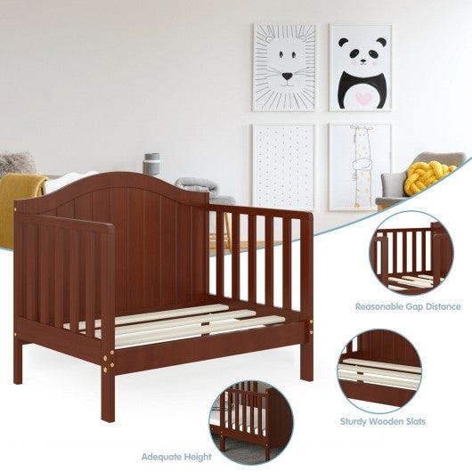 2-in-1 Classic Convertible Wooden Toddler Bed with 2 Side Guardrails for Extra Safety-Brown at Set Shop and Smile