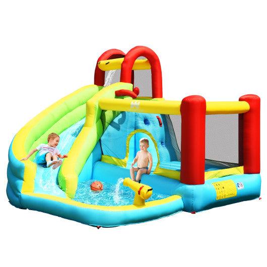 6-in-1 Inflatable Bounce House with Climbing Wall and Basketball Hoop without Blower at Set Shop and Smile