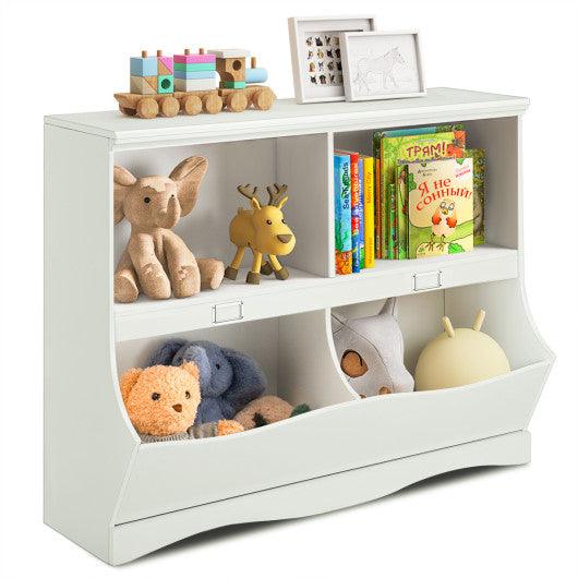 Kids Storage Unit Baby Toy Organizer Children Bookshelf Bookcase-White at Set Shop and Smile