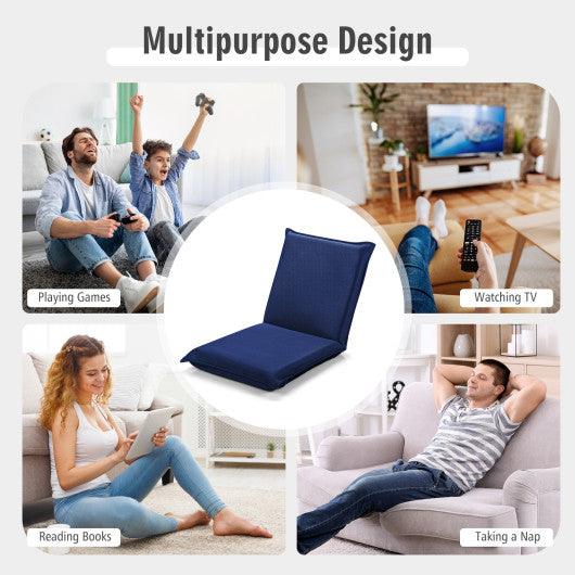 Adjustable 6 positions Folding Lazy Man Sofa Chair Floor Chair-Navy at Set Shop and Smile