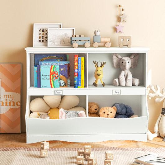 Kids Storage Unit Baby Toy Organizer Children Bookshelf Bookcase-White at Set Shop and Smile