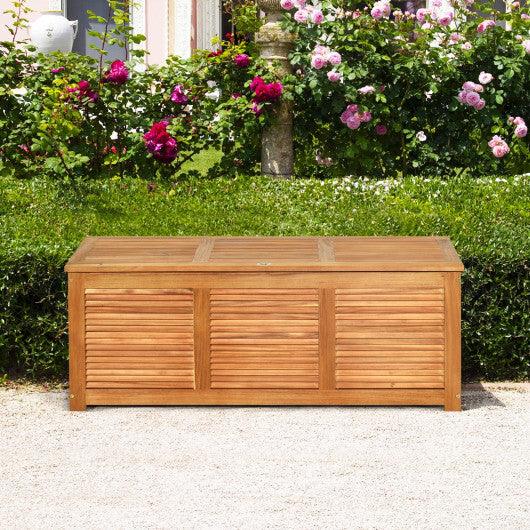 47 Gallon Acacia Wood Storage Bench Box for Patio Garden Deck at Set Shop and Smile