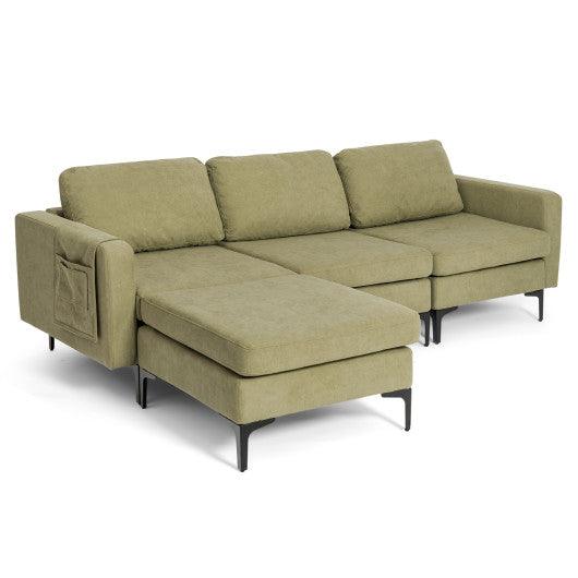 Modular L-shaped Sectional Sofa with Reversible Chaise and 2 USB Ports-Green at Set Shop and Smile