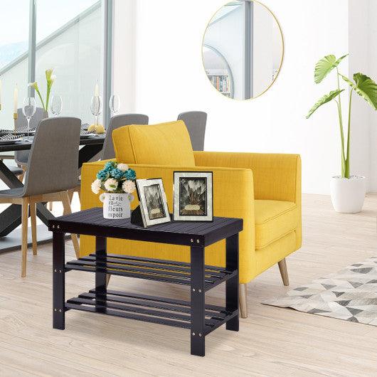 3 Tier Bamboo Bench Storage Shoe Shelf-Black at Set Shop and Smile
