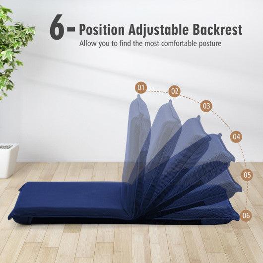 Adjustable 6 positions Folding Lazy Man Sofa Chair Floor Chair-Navy at Set Shop and Smile